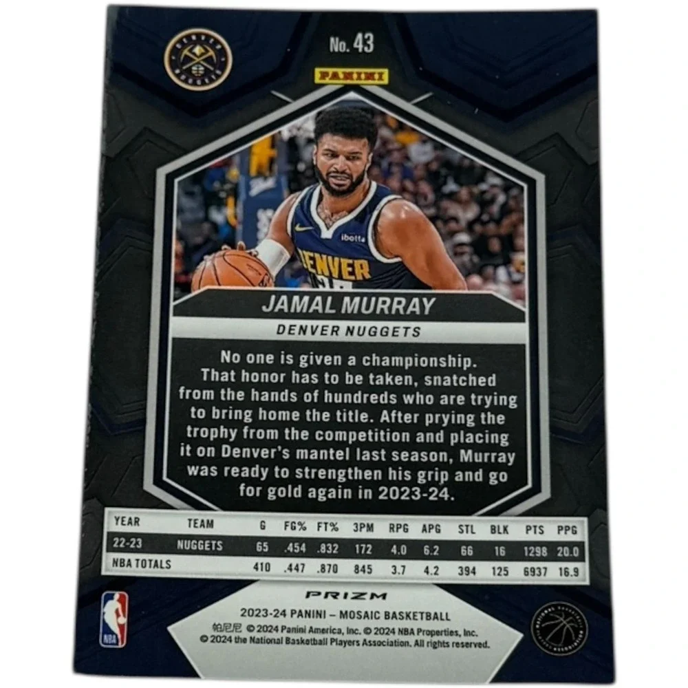 Jamal Murray Denver Nuggets 2023-24 Panini Prizm‎ NBA Card Green Mosaic
